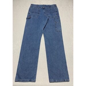 Wrangler Authentics Mens Carpenter Jeans Blue Denim Straight Fit Size 34x36